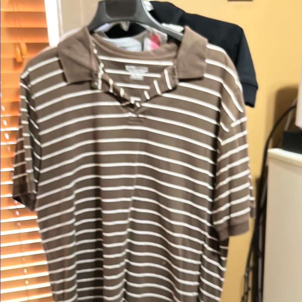 Basic Editions Polo Shirt Brown and White